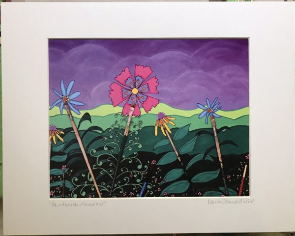 Matted print of original painting “Paintbrush Meadow”