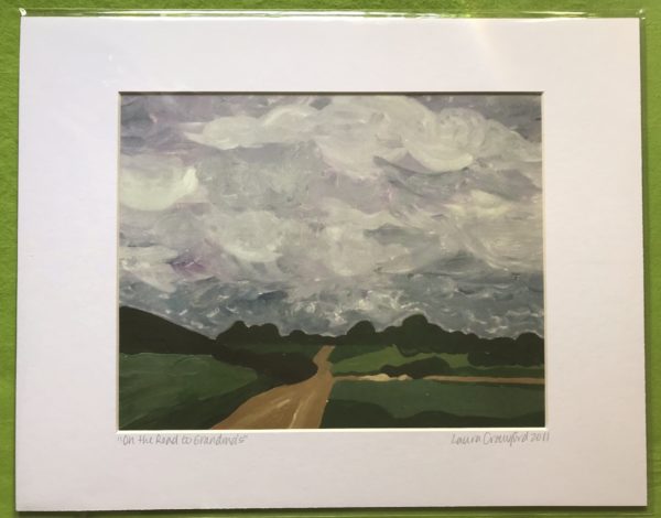 Matted print of original painting “On the Road to Grandma’s”