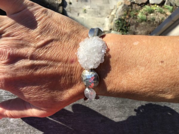 Druzy Crystal and Rainbow Moonstone Bracelet - Image 2