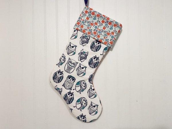 Flowers and Owls Holiday Stocking