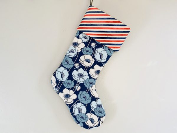 Blue Poppies Holiday Stocking 1