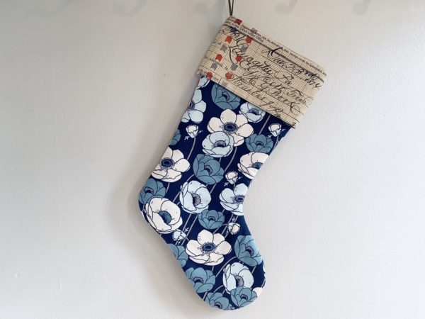 Blue Poppies Holiday Stocking 2