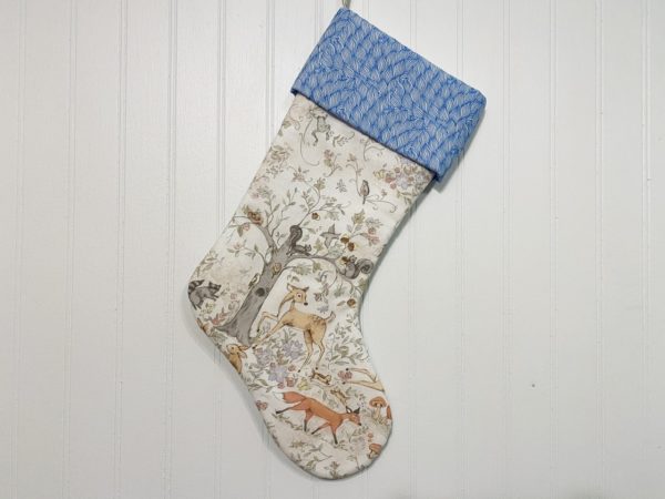 Forest Friends Blue Holiday Stocking