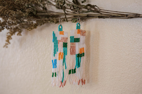 Rectangular Fringe Color Block Earrings